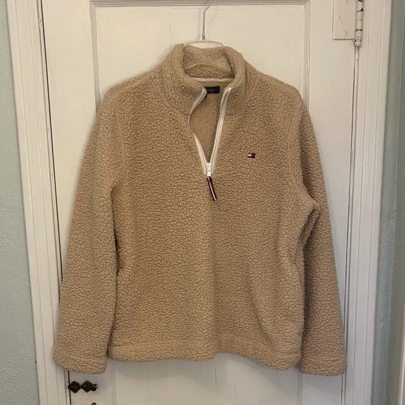 Tommy Hilfiger Beige Sherpa Fleece pull over - Picture 1 of 9